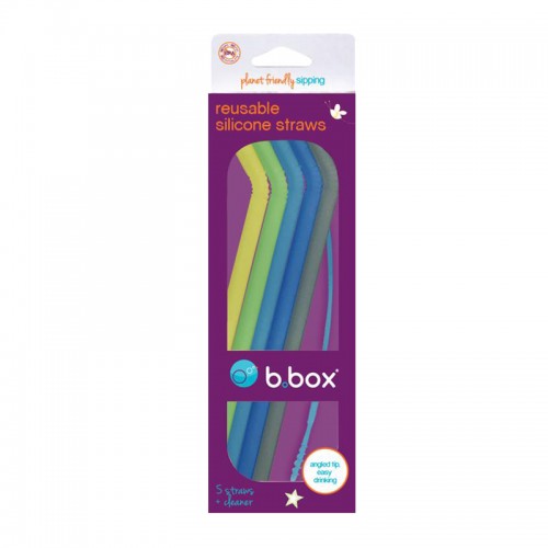 B.box 5pcs Reusable Silicone Straw (5 Straw + 1 Cleaner) | 3 years +